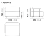 ASP0012 Zahradní sedací souprava Arki Sofa Plus rozměry dílu 2