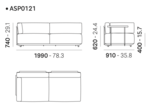 ASP0121 Zahradní sedací souprava Arki Sofa Plus rozměry 4
