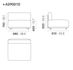 ASP0010 Zahradní sedací souprava Arki Sofa Plus rozměry dílu 6